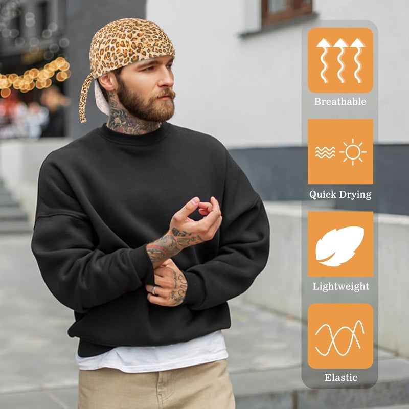 DOCILA 3 Pcs Do Rags for Men Skull Cap Bandana Hat Breathable Helmet Linner Beanie - Image 4
